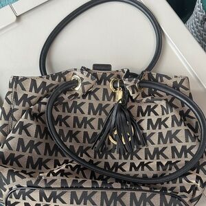 Michael Kors Black and Brown Logo Shoulder Bag